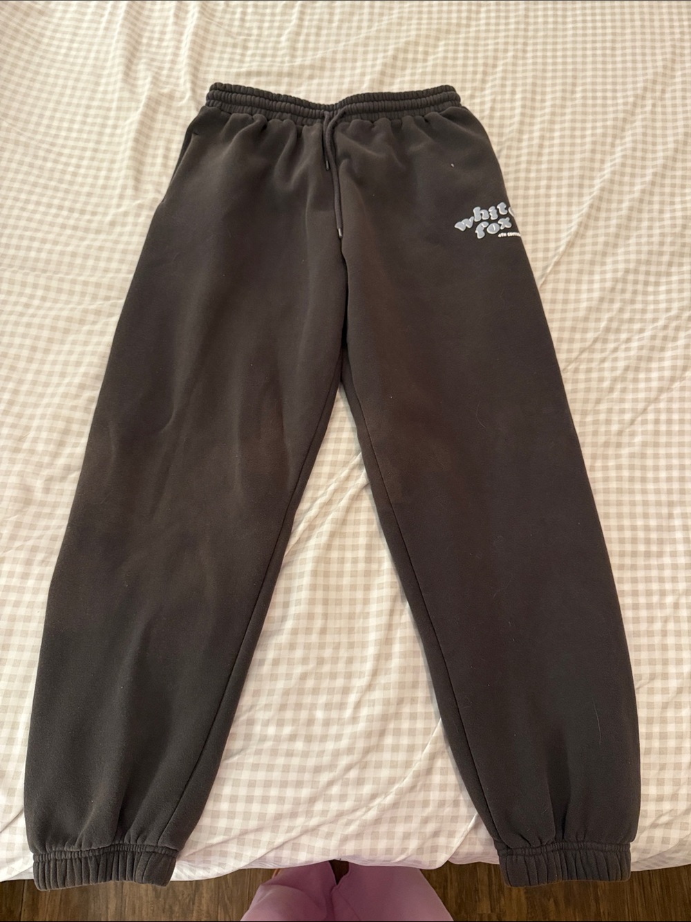 White Fox Boutique Black Kids Sweatpants with White Logo